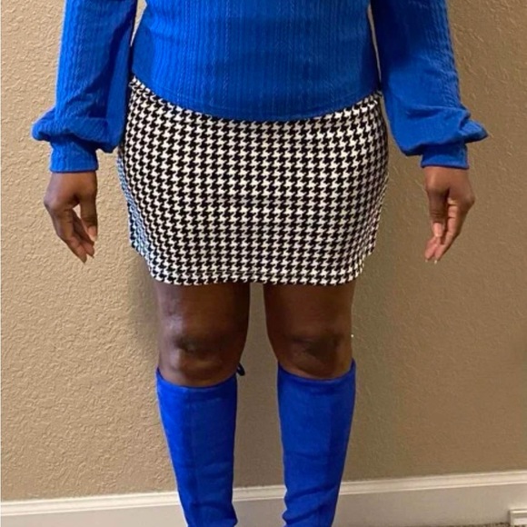 Sexy Houndstooth Print High Waist Skirt - Picture 7 of 10